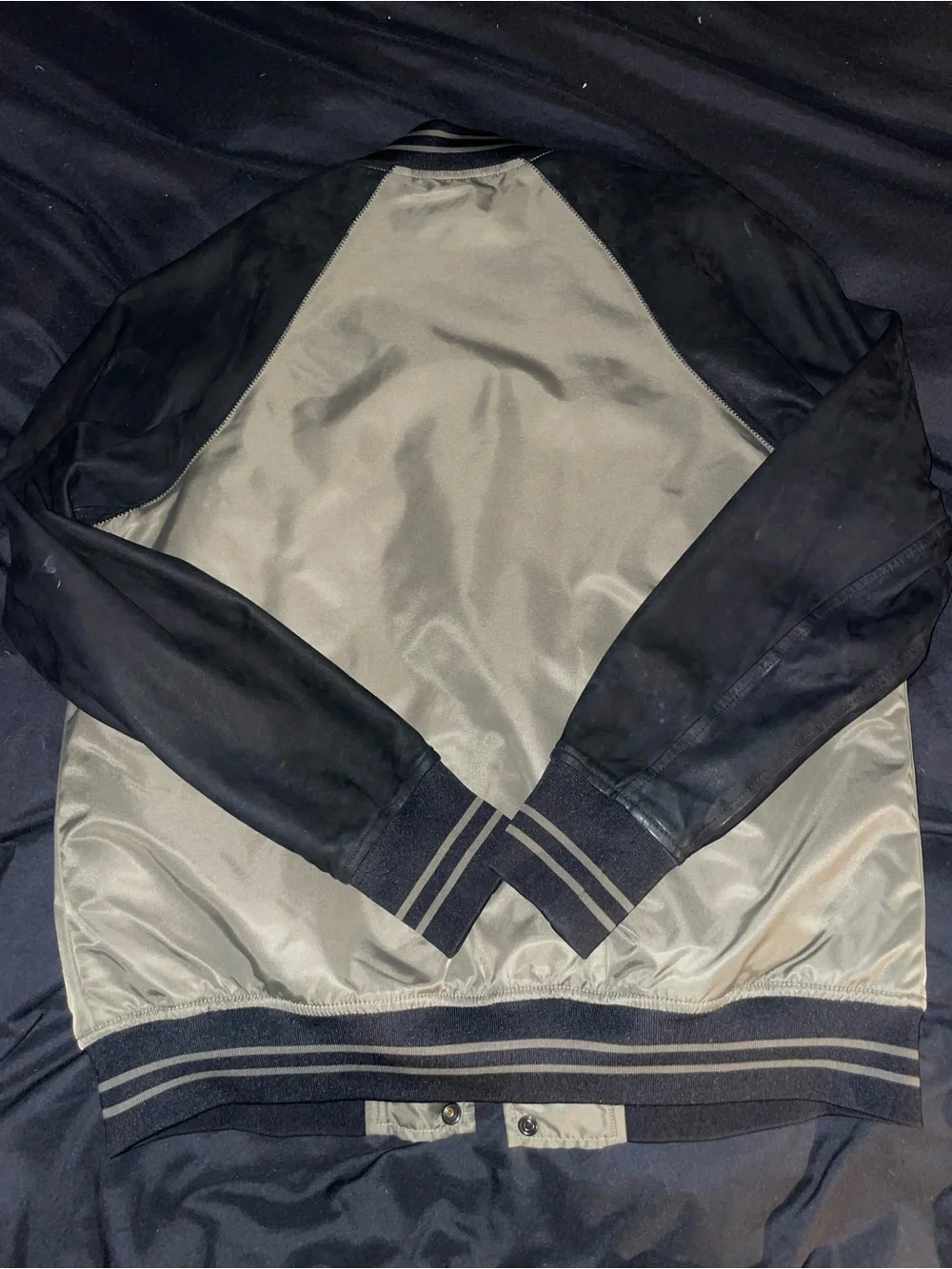 True Religion Two-Tone Black and Olive Bomber Jacket